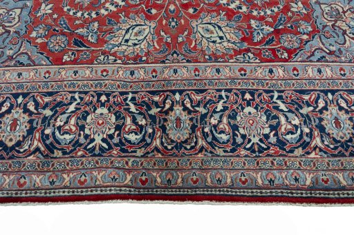 Full view of 2000s Sarough rug from Iran / Persia, 423 × 287 cm in Red tones
