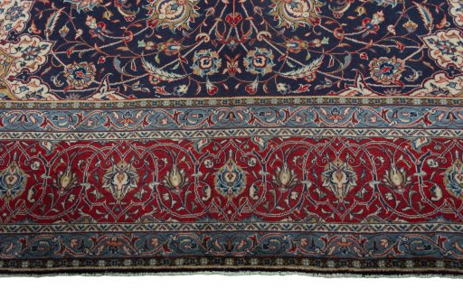 Full view of 2000s Sarough rug from Iran / Persia, 417 × 312 cm in Blue tones