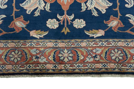 Full view of New Sarough rug from Iran / Persia, 274 × 210 cm in Blue tones
