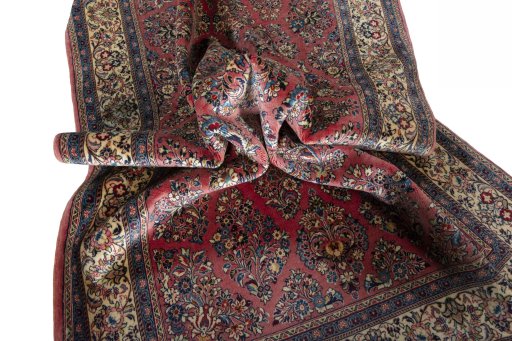 Surface texture of 1970s Sarough rug with natural Wool and intricate pattern