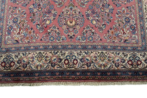 Full view of 1970s Sarough rug from Iran / Persia, 217 × 132 cm in Red tones