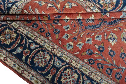 Close-up detail of New Sarough rug from Iran / Persia showing Wool weave