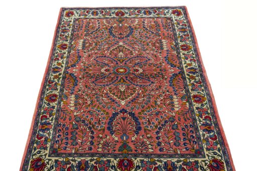 Surface texture of 2000s Sarough rug with natural Wool and intricate pattern