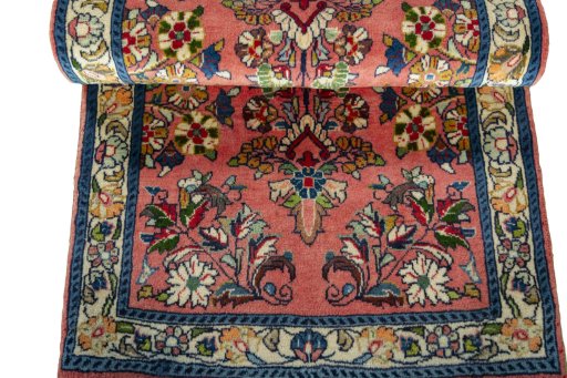 Full view of New Sarough rug from Iran / Persia, 132 × 67 cm in Red tones