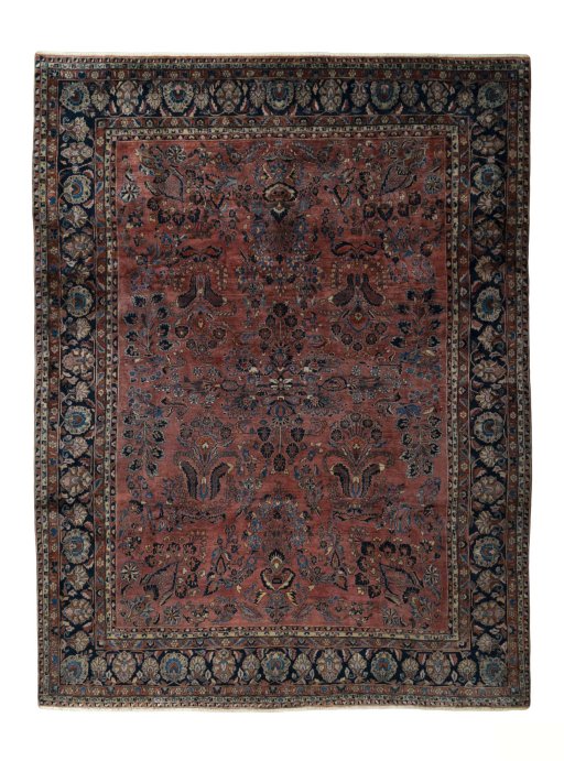 Full view of 1930s Sarough rug from Iran / Persia, 407 × 310 cm in Red tones
