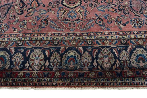 Full view of 1930s Sarough rug from Iran / Persia, 407 × 310 cm in Red tones