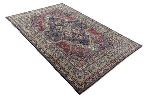Close-up detail of 2000s Sarough rug from Iran / Persia showing Wool weave