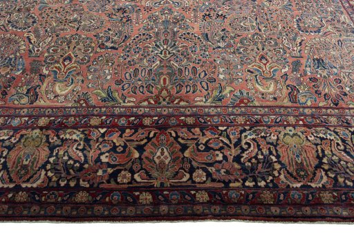 Full view of 1930s Sarough rug from Iran / Persia, 457 × 365 cm in Red tones