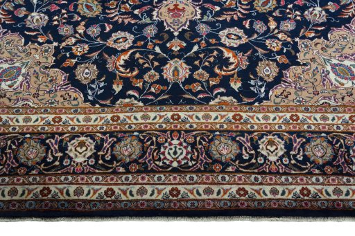 Full view of 2000s Sarough rug from Iran / Persia, 384 × 307 cm in Blue tones