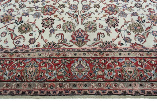 Full view of 2000s Sarough rug from Iran / Persia, 355 × 270 cm in Beige tones