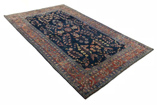 Close-up detail of 1930s Sarough rug from Iran / Persia showing Cork weave