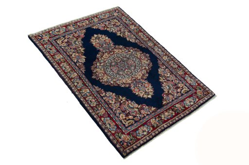 Close-up detail of 2000s Sarough rug from Iran / Persia showing Wool weave