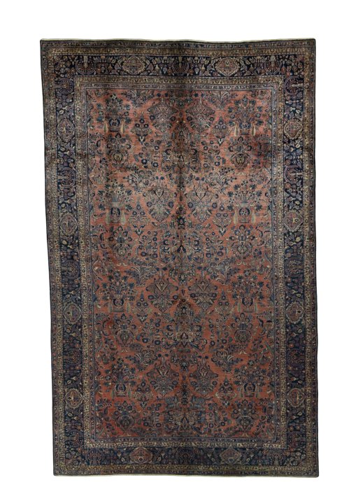 Full view of 1930s Sarough rug from Iran / Persia, 506 × 315 cm in Red tones