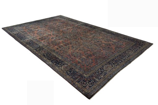 Close-up detail of 1930s Sarough rug from Iran / Persia showing Cork weave