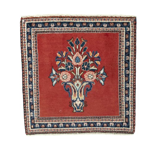 Full view of 2000s Sarough rug from Iran / Persia, 60 × 58 cm in Red tones