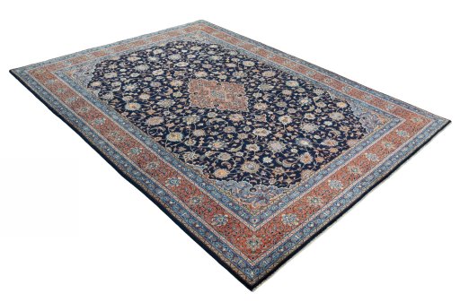 Close-up detail of 2000s Sarough rug from Iran / Persia showing Wool weave