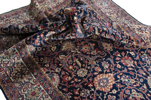 Surface texture of 1970s Sarough rug with natural Wool and intricate pattern