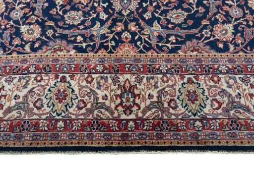 Full view of 1970s Sarough rug from Iran / Persia, 310 × 215 cm in Blue tones
