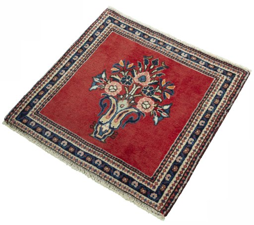 Corner detail of 2000s Sarough rug showing border pattern and Wool pile