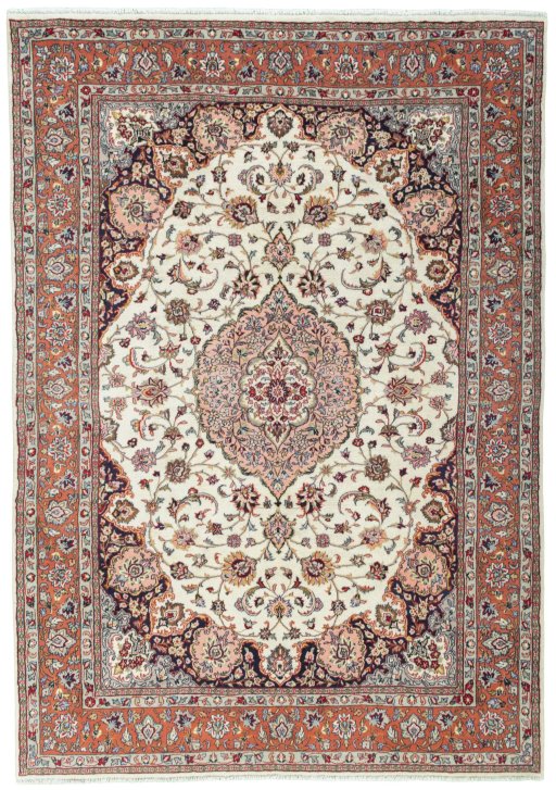 Full view of 2000s Sarough rug from Iran / Persia, 317 × 221 cm in Beige tones