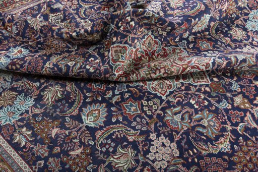 Surface texture of 1970s Sarough rug with natural Wool and intricate pattern
