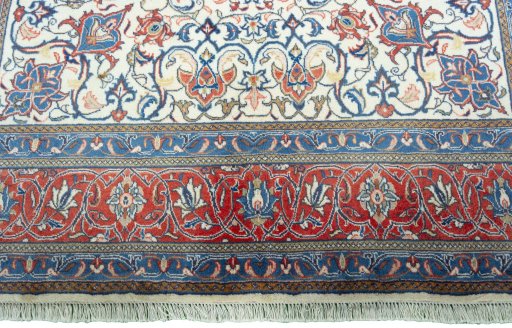 Full view of New Sarough rug from Iran / Persia, 311 × 204 cm in Beige tones