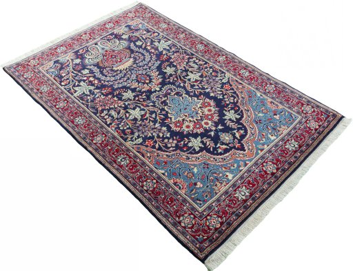 Close-up detail of New Sarough rug from Iran / Persia showing Wool weave