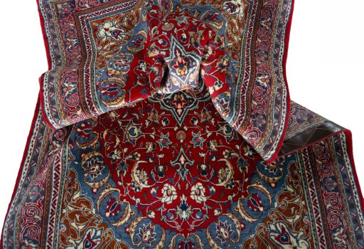 Close-up detail of 2000s Sarough rug from Iran / Persia showing Cork weave