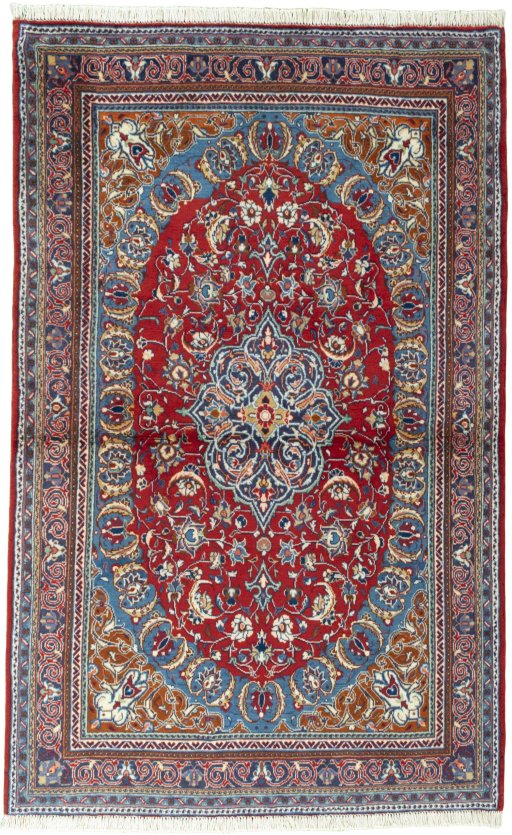 Full view of 2000s Sarough rug from Iran / Persia, 165 × 103 cm in Red tones