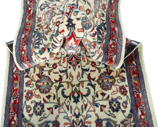 Close-up detail of New Sarough rug from Iran / Persia showing Wool weave