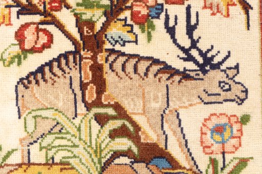 Full view of 1998s Sarough rug from Iran / Persia, 290 × 77 cm in Cream tones