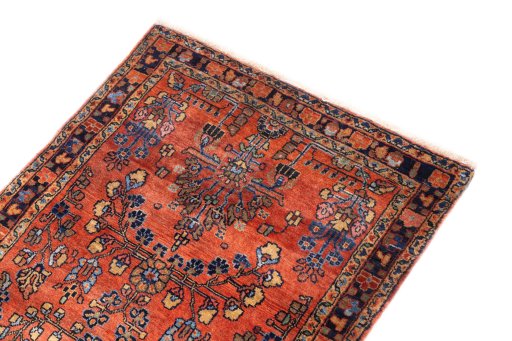 Surface texture of 1974s Sarough rug with natural Wool and intricate pattern