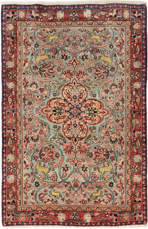 Full view of 1990s Sarough rug from Iran / Persia, 157 × 103 cm in Blue tones