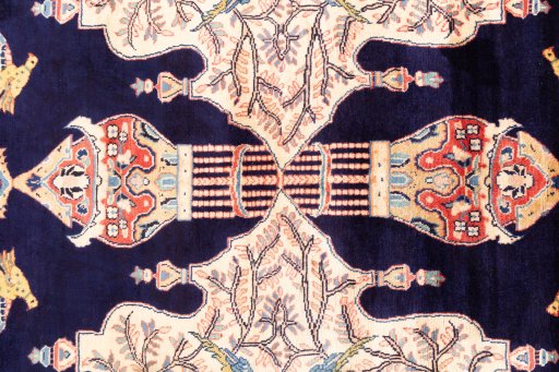 Full view of 2000s Sarough rug from Iran / Persia, 328 × 167 cm in Dark blue tones