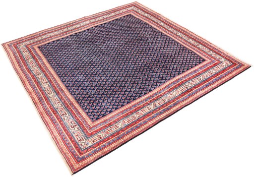 Close-up detail of 1990s Sarough rug from Iran / Persia showing Wool weave
