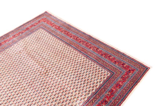 Surface texture of 1975s Sarough rug with natural Wool and intricate pattern