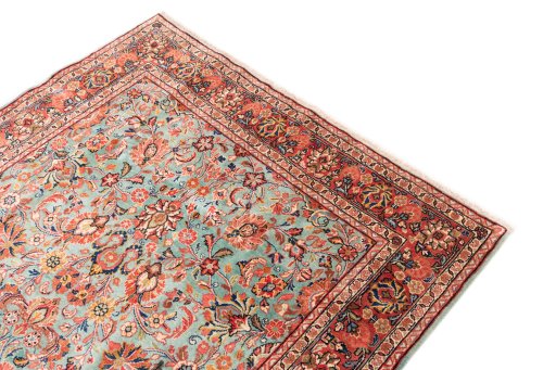 Surface texture of 1975s Sarough rug with natural Wool and intricate pattern