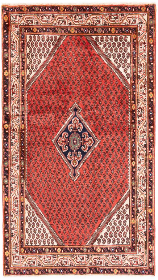 Full view of 1970s Sarough rug from Iran / Persia, 218 × 126 cm in Terracotta tones