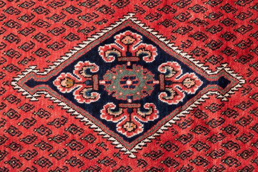 Full view of 1970s Sarough rug from Iran / Persia, 218 × 126 cm in Terracotta tones