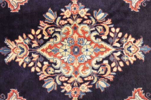 Close-up detail of 1990s Sarough rug from Iran / Persia showing Wool weave