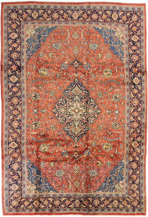 Full view of New Sarough rug from Iran / Persia, 385 × 260 cm in Terracotta tones