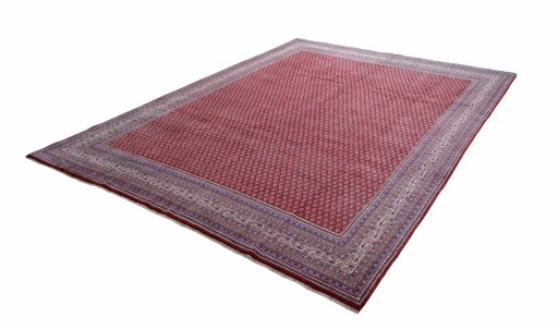 Close-up detail of 2000s Sarough Mir rug from Iran / Persia showing Wool weave