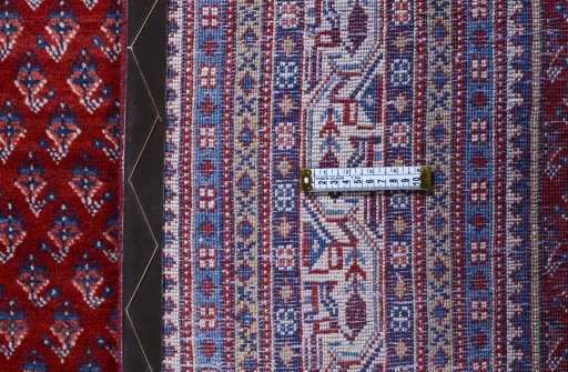 Full view of 2000s Sarough Mir rug from Iran / Persia, 379 × 284 cm in Red tones