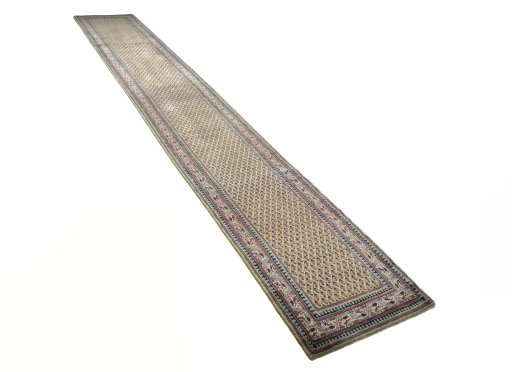 Close-up detail of 1970s Sarough Mir rug from Iran / Persia showing Wool weave