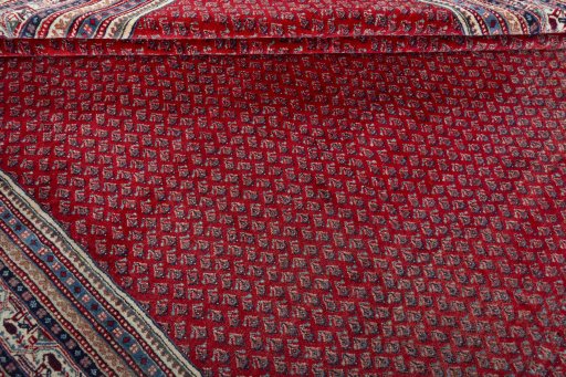 Full view of 2000s Sarough Mir rug from Iran / Persia, 366 × 284 cm in Red tones