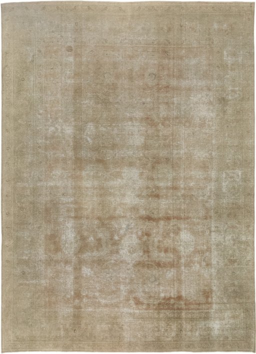 Full view of 1940s Tabriz rug from Iran / Persia, 398 × 288 cm in Brown tones
