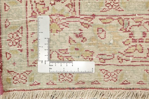 Close-up detail of 1920s Tabriz rug from Iran / Persia showing Wool weave