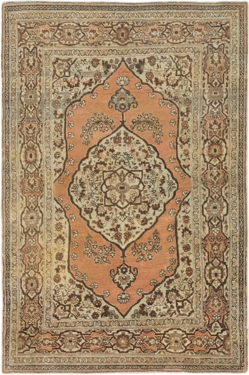 Full view of 1900s Tabriz rug from Iran / Persia, 170 × 113 cm in Terracotta tones