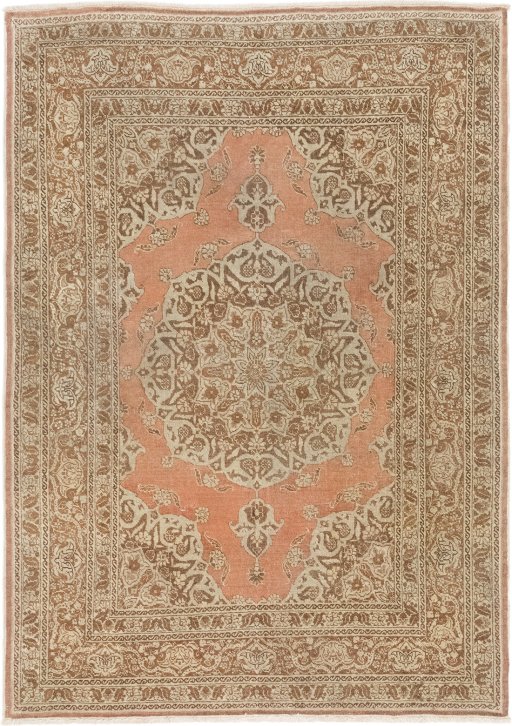 Full view of 1900s Tabriz rug from Iran / Persia, 178 × 127 cm in Terracotta tones