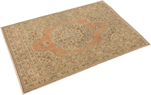 Close-up detail of 1900s Tabriz rug from Iran / Persia showing Wool weave